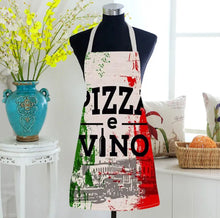 Load image into Gallery viewer, Italian Flag Print Chef Apron, Polyester Woven Kitchen Apron with Adjustable Neck, Durable Stain-Resistant Sleeveless Bib Apron for Cooking and Baking
