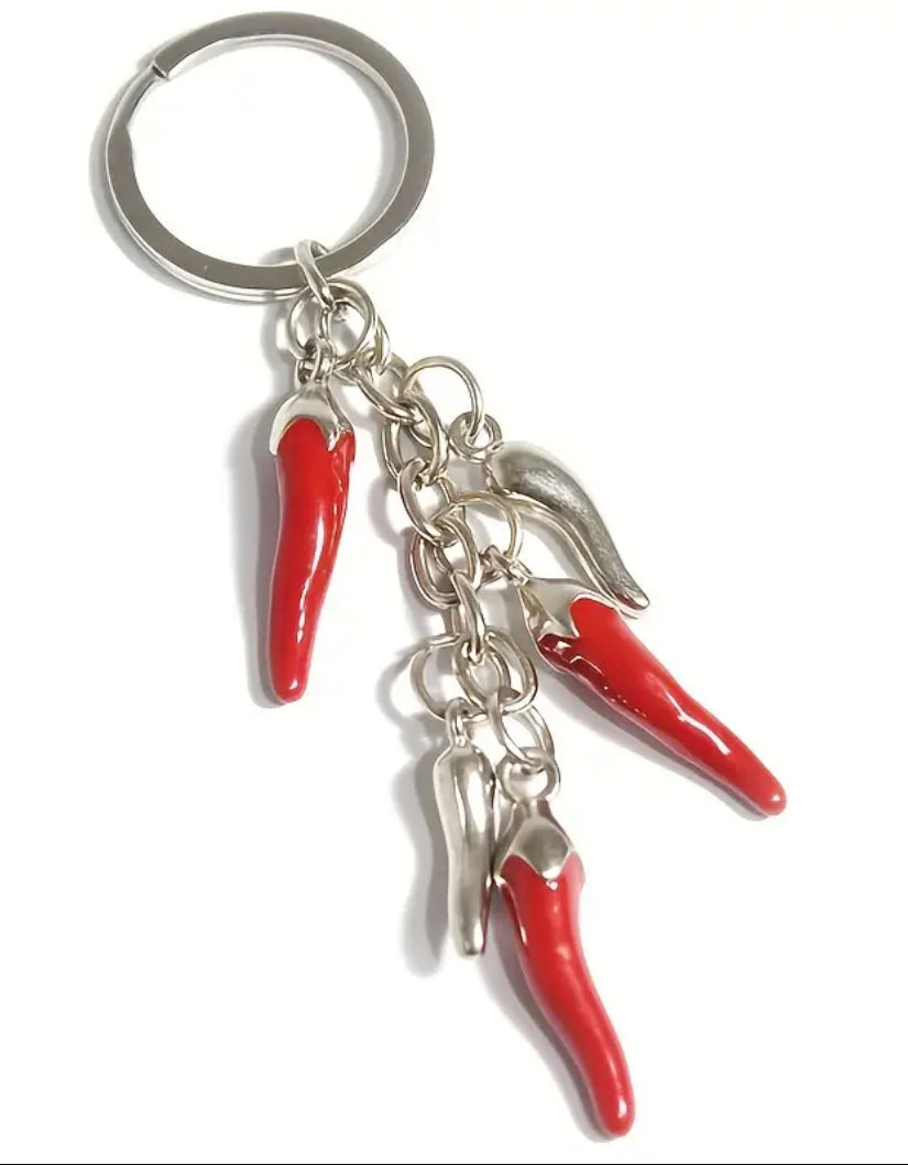 Italian Horn Pendant Key Chain. Goodluck Charm
