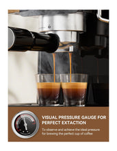 Load image into Gallery viewer, Espresso Machine 20 Bar, Professional Espresso Maker with Milk Frother Steamer Wand, Espresso Coffee Machine Black, Cappuccino &amp; Latte Machine for Home, Retro, 1.8L Removable Water Tank
