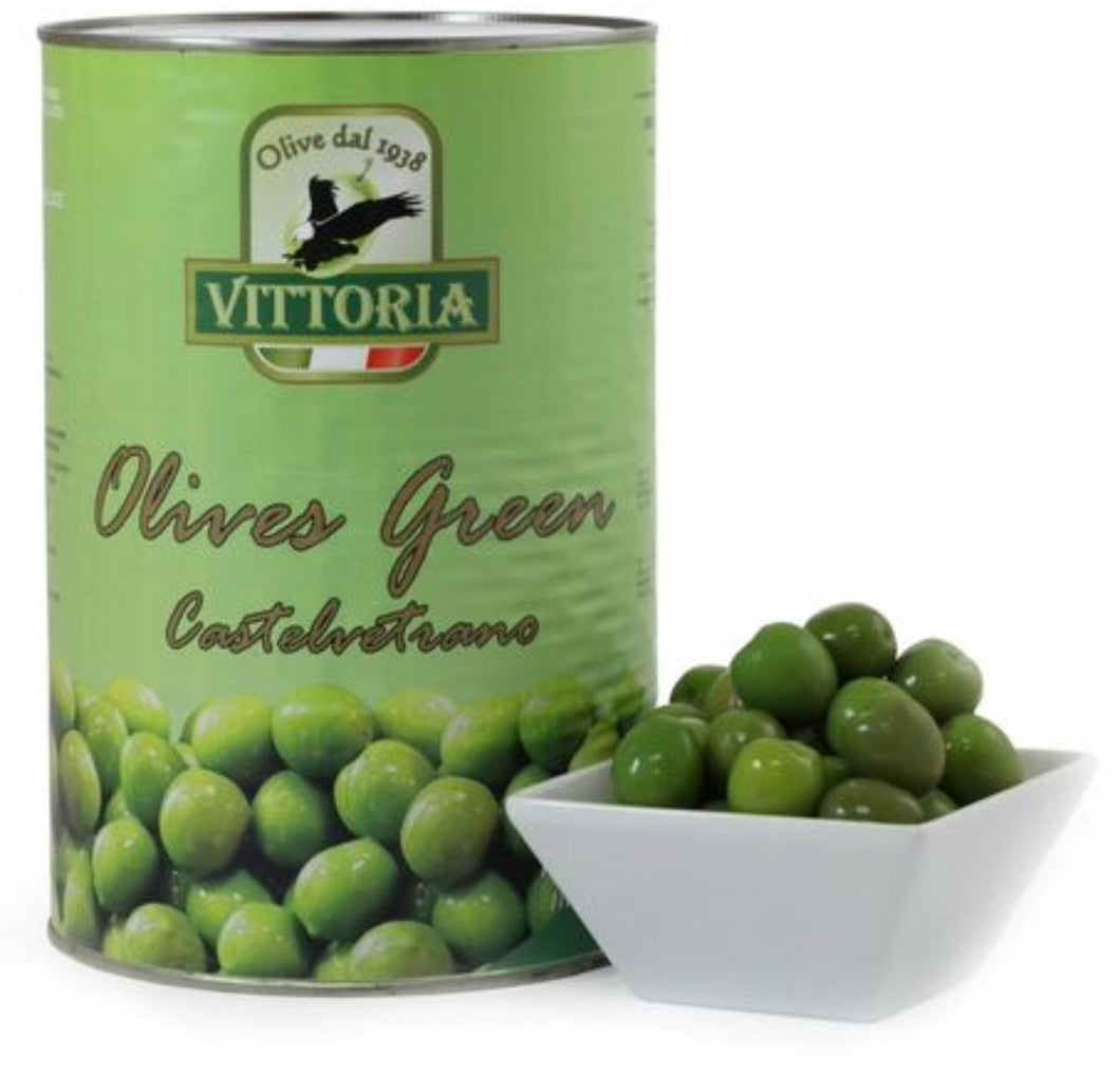 Vittoria Whole Castelvetrano Green Olives, 4.4lbs (2-Tins in Case)