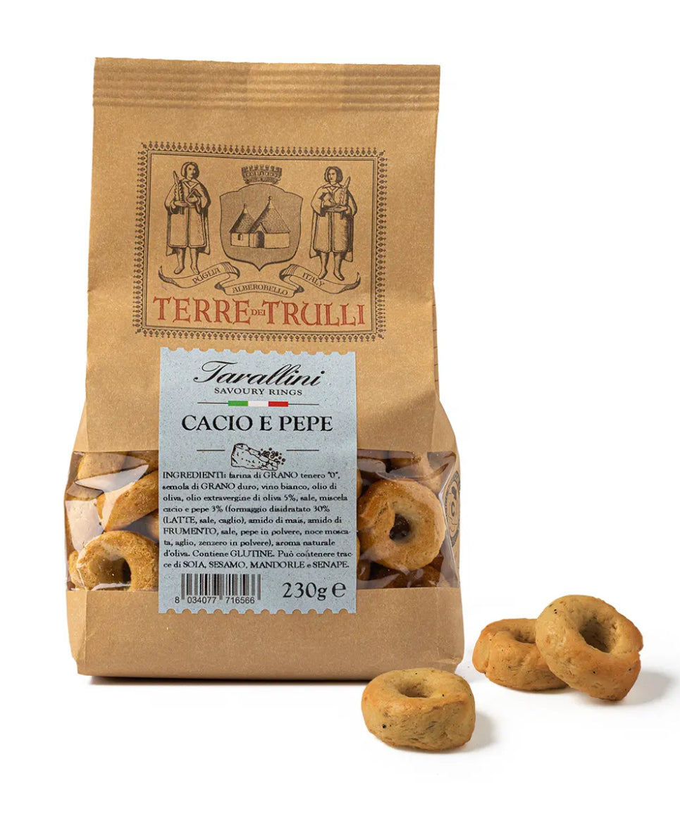 Terra Dei Trulli / Tarallini with Cheese and Black Pepper 230gm Each (Case of 12)
