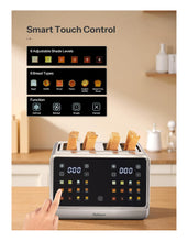 Load image into Gallery viewer, Yabano 4-Slice Toaster with Smart Touch Control, 6 Shade Levels &amp; 6 Bread Settings, Extra Wide Slot for Bagels/English Muffins, Compact Design with Removable Crumb Tray
