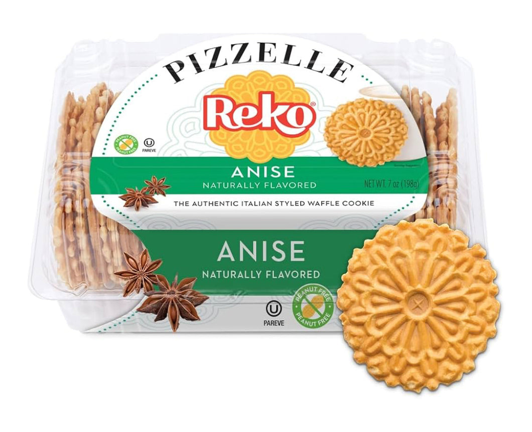 Reko Pizzelle Authentic Italian Style Waffle Cookie, Anise, 7oz. (Case of 12)