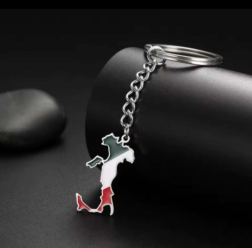 Italy Keychain, Stainless Steel Bag Charm