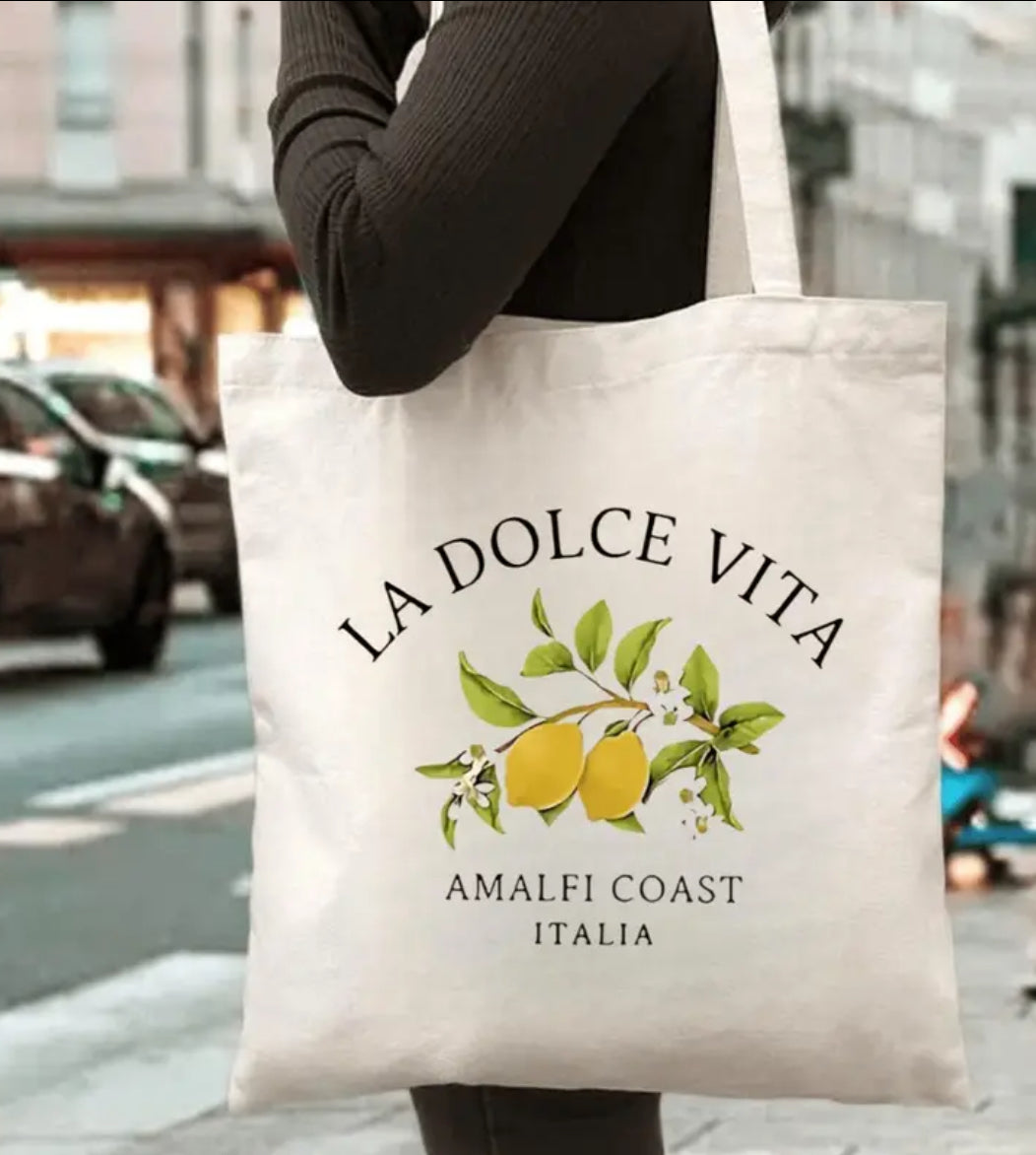 La Dolce Vita Italy’s Amalfi Coast Canvas Tote Bag, Fashionable
