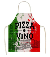 Load image into Gallery viewer, Italian Flag Print Chef Apron, Polyester Woven Kitchen Apron with Adjustable Neck, Durable Stain-Resistant Sleeveless Bib Apron for Cooking and Baking
