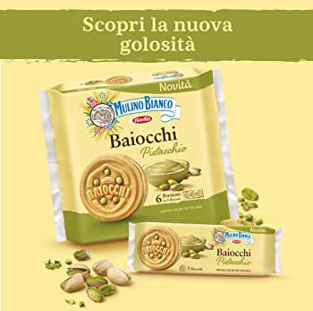 Mulino Bianco Baiocchi al Pistacchio 42 monoporzioni da 3 biscotti à l –  Italian Gourmet FR
