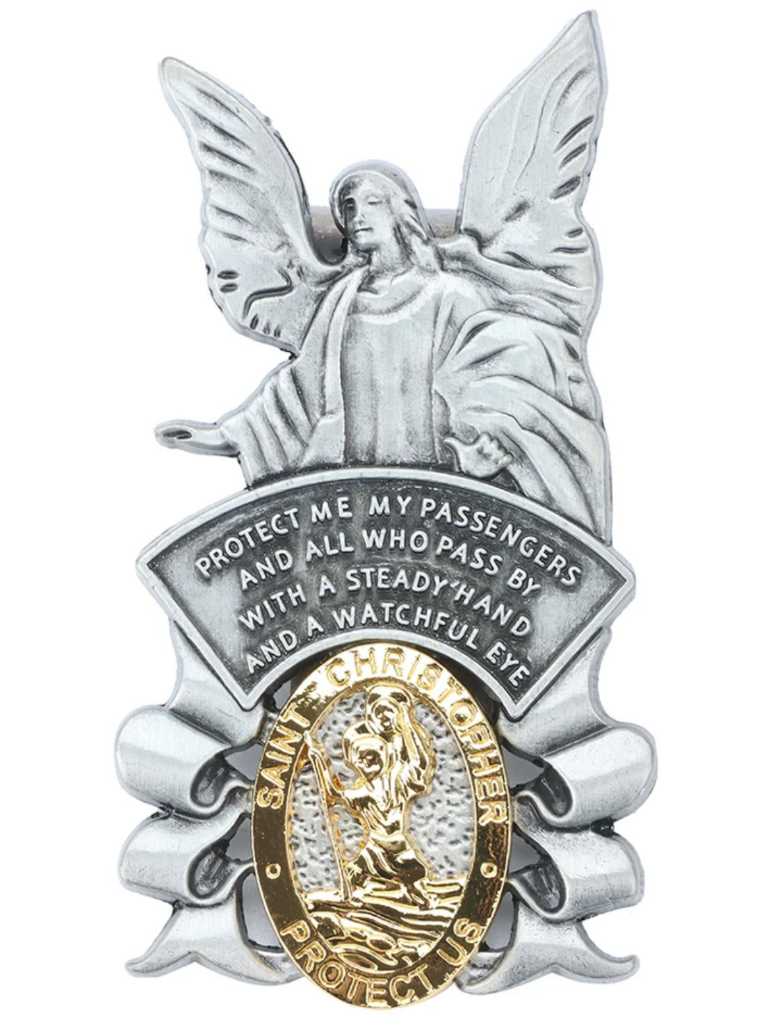 2 Pieces St Christopher Medal For Car, Our Lady Of The Highway V