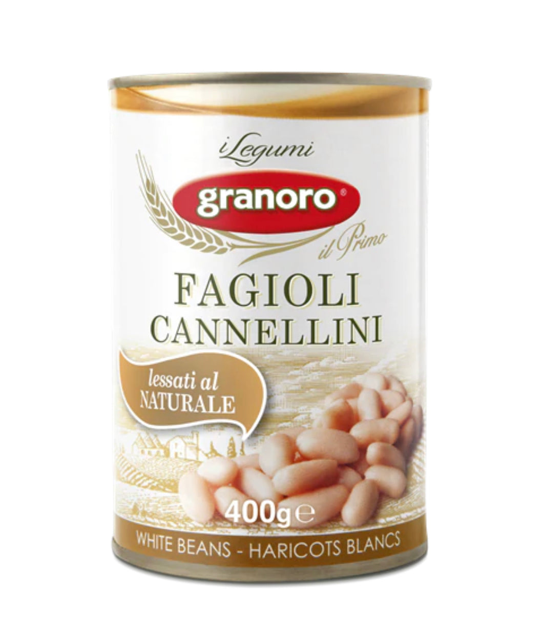 Granoro Cannellini Beans, White Beans, 14 oz./ 400g (24-Cans Per Case)