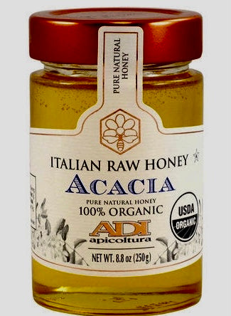 ADI Apicoltura Organic Acacia Honey, 100% Pure Italian Honey, 8.8 oz | 250g