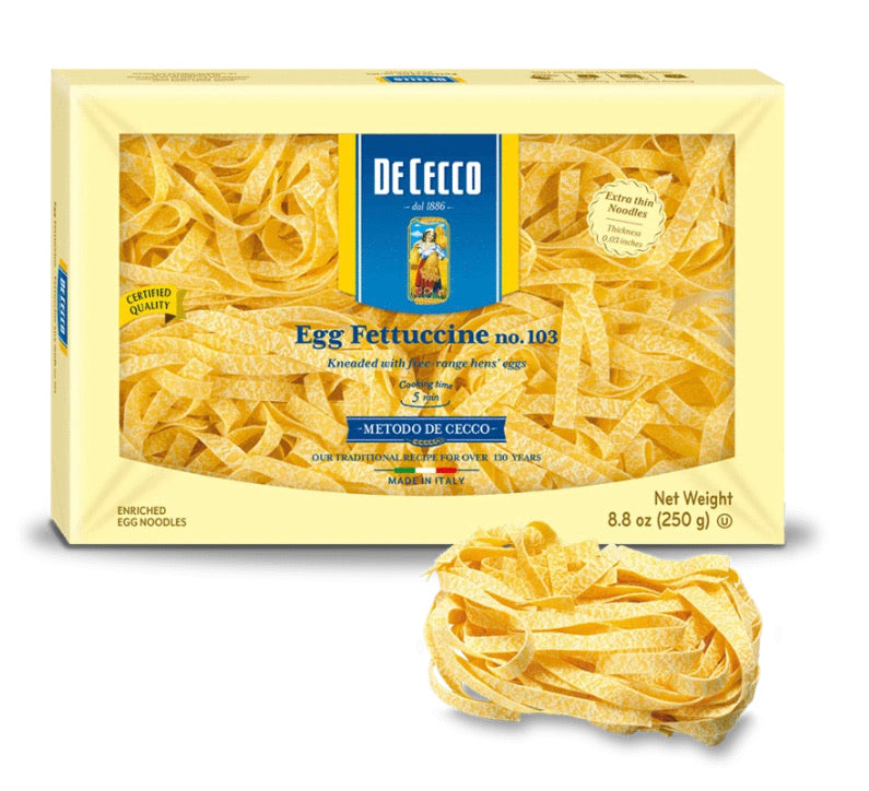 De Cecco #103 Fettuccine Nido (egg enriched), 8.8 oz / 12 Packs Per Case