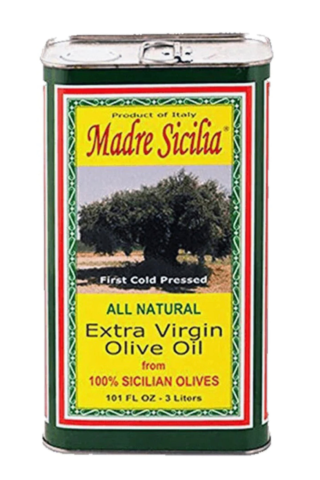 Madre Sicilia Extra Virgin Olive Oil, 100% Sicilian Olive, 101 fl oz | 3 Liter