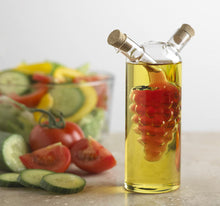 Load image into Gallery viewer, Grape Motif Oil and Vinegar Cruet Dispenser Bottle, Clear Borosilicate Glass
