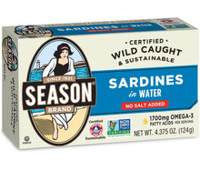 Load image into Gallery viewer, Season Value Sardines in Sunflower Oil | Gluten Free, Keto, Paleo, Kosher, Non-GMO, Omega-3 Fatty Acids, Sugar Free, Salt Added | Certified Wild Caught &amp; Sustainable Fresh Fish | 4.375 oz (Pack of 12)
