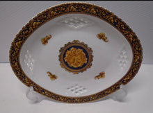 Load image into Gallery viewer, Bacchus Oval Plate T. Limoges 24 Carat Gold Gilt Porcelain Platter Dish Tray Reticulated Gold Gilded 9”Inch
