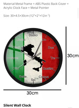 Load image into Gallery viewer, Italian Language Smart Wall Clock Italy Flag with Map Patriotic Home Decor Modern Design Sound Activated Night Light Wall Clock
