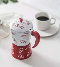 Load image into Gallery viewer, Coffee Espresso Maker 3 Cup Red Hearts Stove Top
