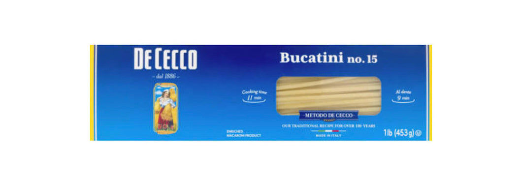 De Cecco Pasta, Bucatini No.15, Slow Dried - 1 lb / 20packs in case