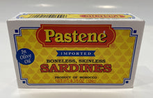 Load image into Gallery viewer, Pastene Boneless and Skinless Sardines - 4 3/8 oz (12-Pack Case)
