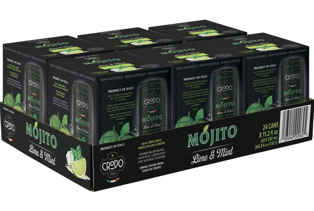 Fonti Di Crodo - Mojito, Italian Sparkling Beverage with Lime & Mint, 11.2 Oz. Cans (Pack of 24)