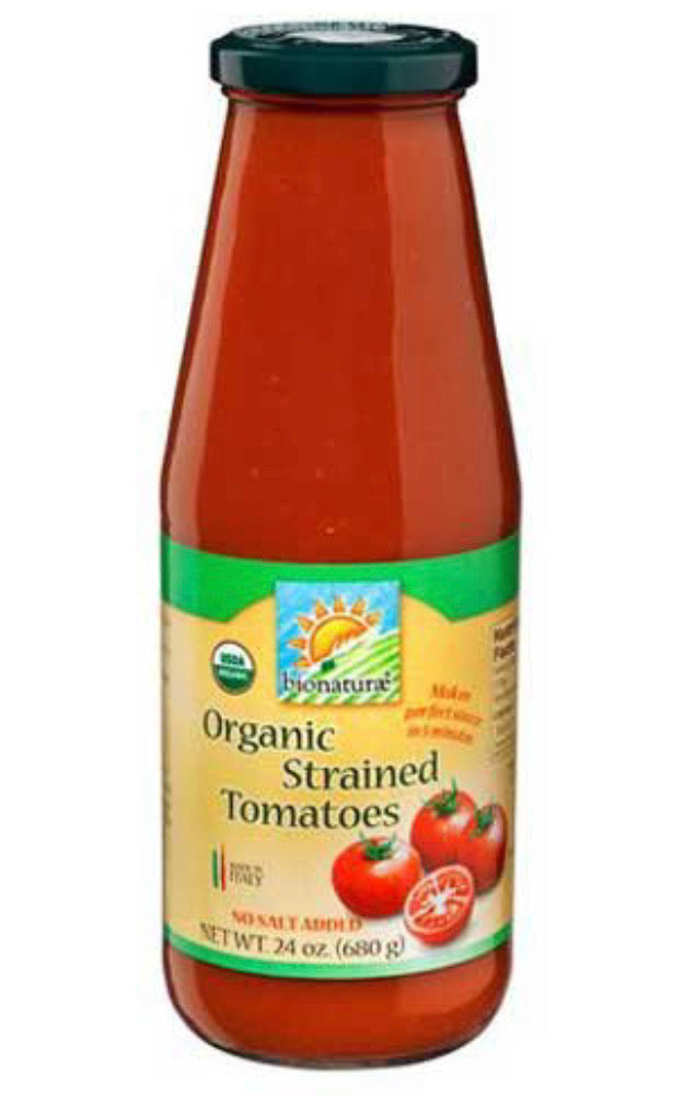 BIONATURAE ORGANIC STRAINED TOMATOES, 24 OZ / case of 6