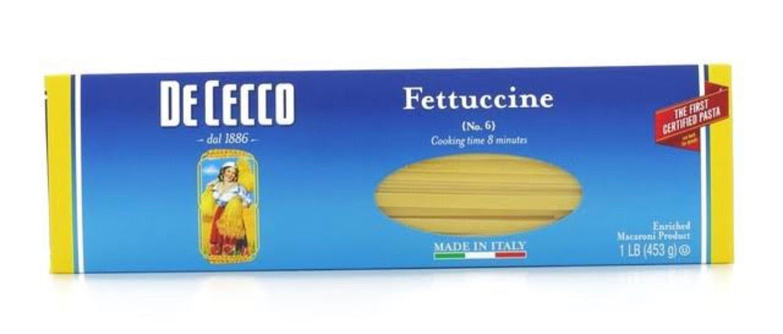 De Cecco Pasta, Fettuccine No.6, Slow Dried - 1 lb / 20packs or case –  Delizioso Gourmet