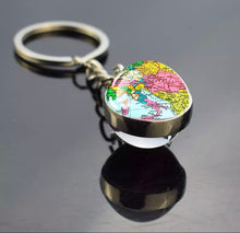 Load image into Gallery viewer, European Countries Map Keychain  Italy Vintage Map Glass Ball Key Chain Ring Travel Gift
