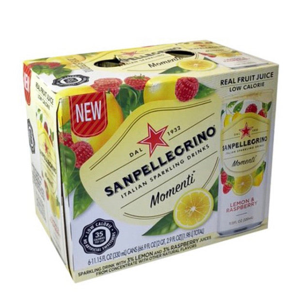 San Pellegrino Lemon & Red Raspberry Sparkling Water 6/Pack Cans