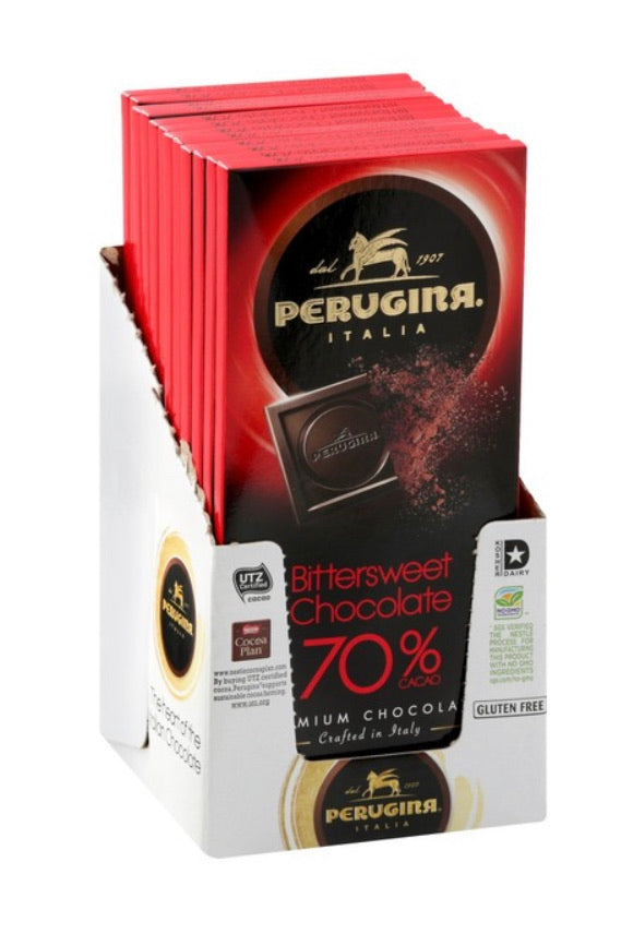 PERUGINA PREMIUM ITALIAN 70% BITTERSWEET GOURMET CHOCOLATE BAR - 3OZ (Case of 12 Bars)