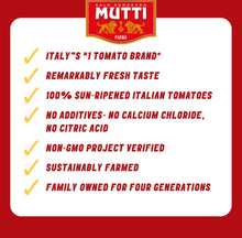 Load image into Gallery viewer, Mutti Whole Peeled Tomatoes (Pelati), 28 oz. | 12 Pack | Italy’s #1 Brand of Tomatoes | Fresh Taste for Cooking | Canned Tomatoes | Vegan Friendly &amp; Gluten Free | No Additives or Preservatives
