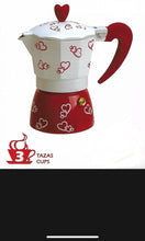 Load image into Gallery viewer, Coffee Espresso Maker 3 Cup Red Hearts Stove Top
