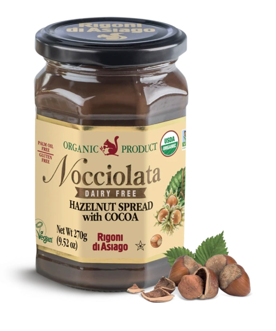 Rigoni di Asiago / Nocciolata Organic Hazelnut Spread Dairy Free with Cocoa and Milk - 9.52 oz (Case of 6Jars )