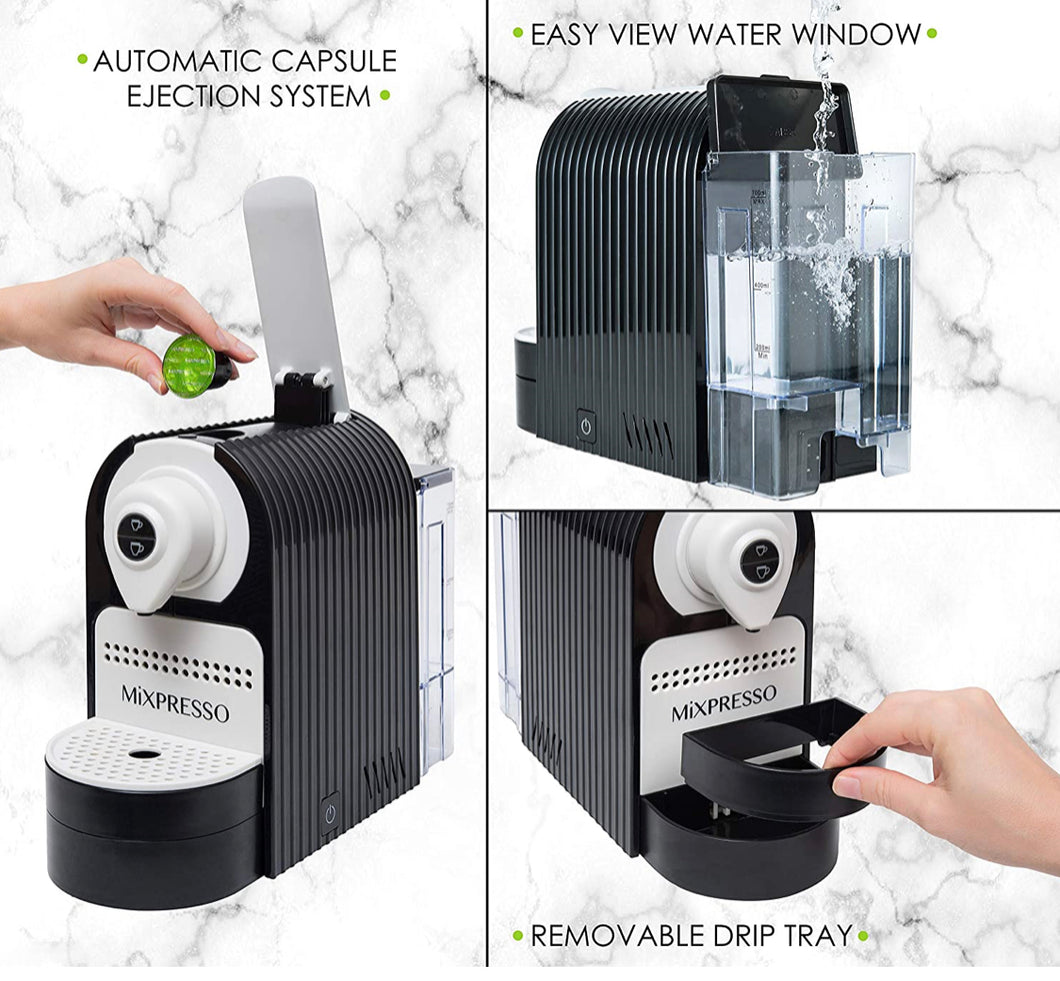 Mixpresso Nespresso Compatible Capsule Espresso Machine (Plus One Case of 100 Borbone Caps)