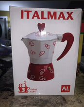 Load image into Gallery viewer, Coffee Espresso Maker 3 Cup Red Hearts Stove Top
