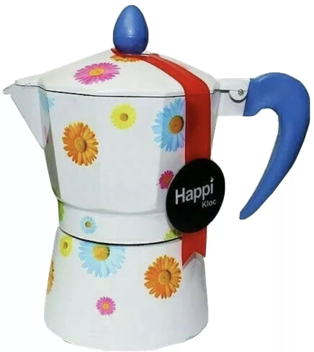 Coffee Espresso Maker 3 Cup Aluminum Flowers Design