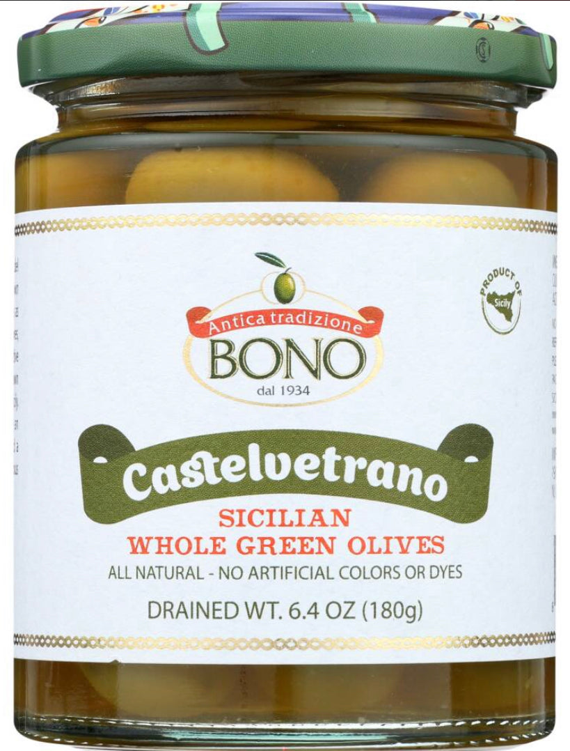 Bono: Castelvetrano Sicilian Whole Green Olives, 6.4 Oz (3-Jars)