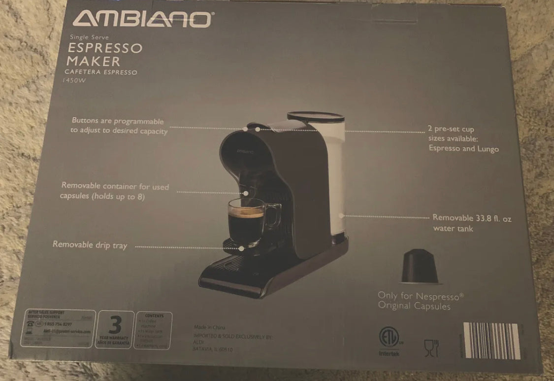 Ambiano Coffee Nespresso Capsule Machine + 100ct Case of Borbone