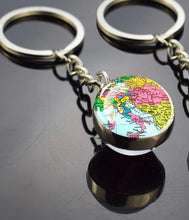 Load image into Gallery viewer, European Countries Map Keychain  Italy Vintage Map Glass Ball Key Chain Ring Travel Gift
