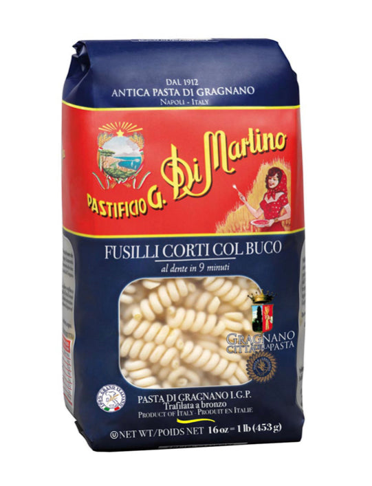 Di Martino Fusilli Corti Col Buco Pasta Gragnano, IGP, 16 oz / 453g (10-packs)