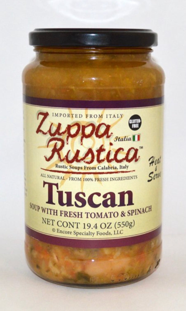 Zuppa Rustica Tuscan Soup, with Fresh Tomato & Spinach - 19.4 Ounces (4-Jars)