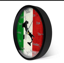 Load image into Gallery viewer, Italian Language Smart Wall Clock Italy Flag with Map Patriotic Home Decor Modern Design Sound Activated Night Light Wall Clock
