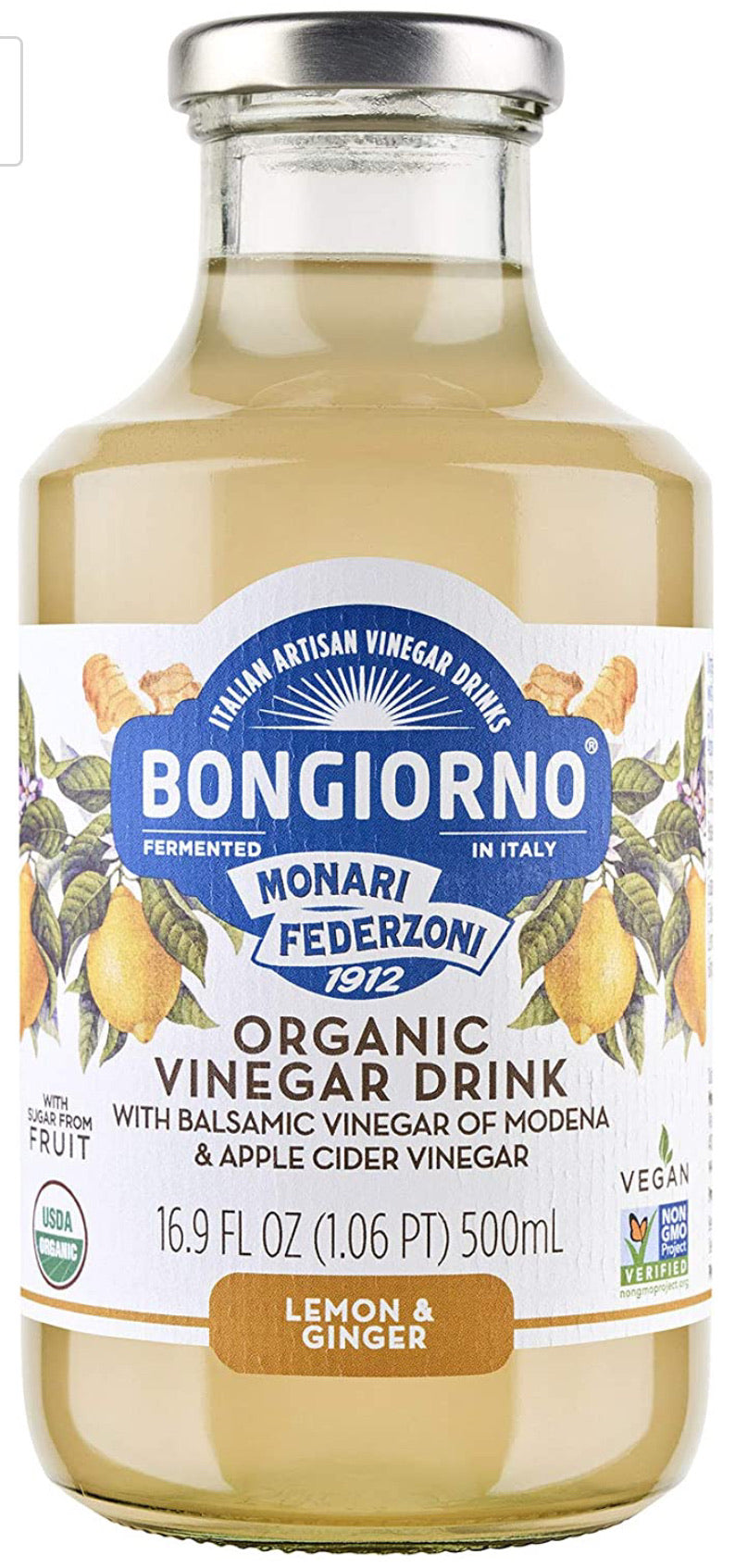 Bongiorno Lemon Ginger Balsamic & Apple Cider Vinegar Drink with 16.9oz (6-pack)