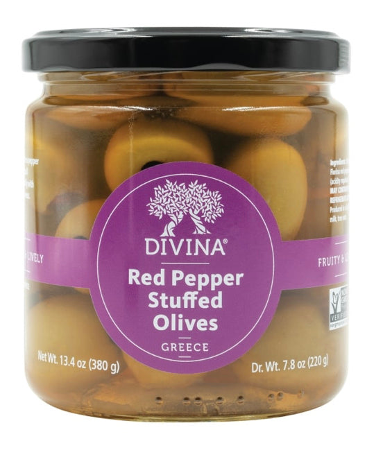 Divina - Olives Stuffed With Sweet Peppers - (Case Of 6 )- 7.8 Oz.