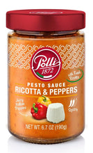 Load image into Gallery viewer, POLLI - PESTO SAUCE RICOTTA CHEESE &amp; PEPPERS  - 6.7 OZ (Case of 12-Jars )
