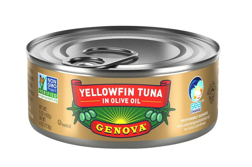 Genova Tuna, Tonno, Solid Light, Premium Yellowfin, in Olive Oil 5oz. each (6-Pack)