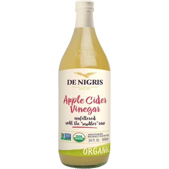 De Nigris, Raw Apple Cider Vinegar with Mother Organic 34 fl oz./1Lt. (Case of 6-Bottles )