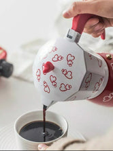 Load image into Gallery viewer, Coffee Espresso Maker 3 Cup Red Hearts Stove Top
