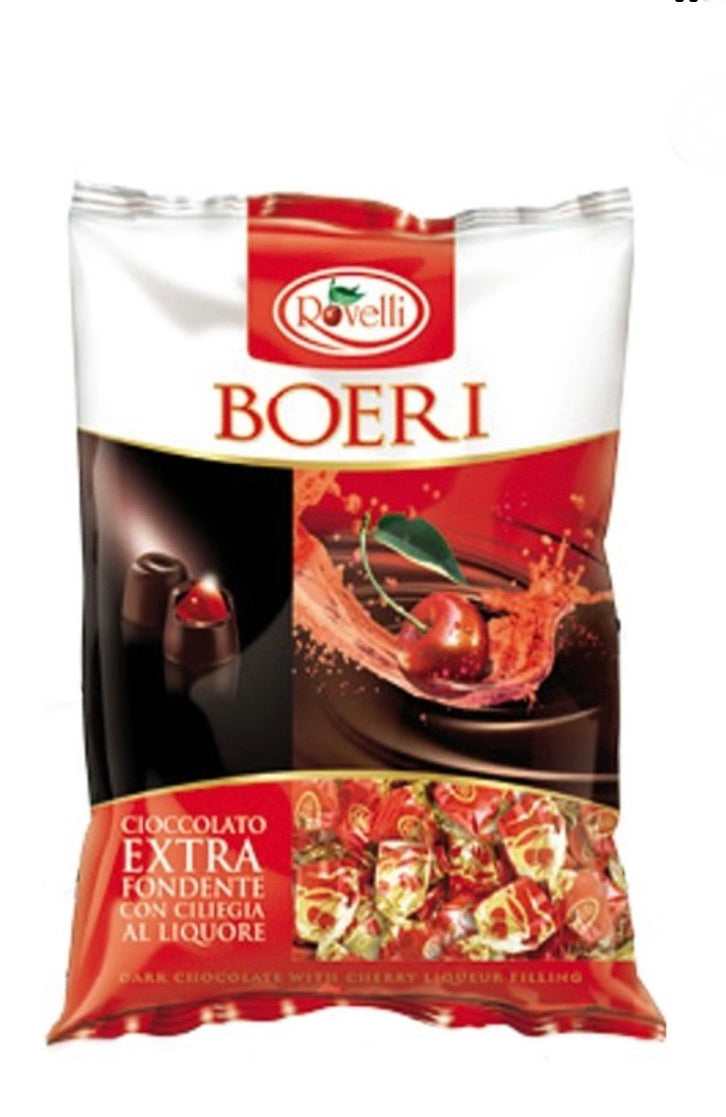 Rovelli Boeri 250gr  EXTRA DARK CHOCOLATE PRALINE WITH SOFT CHERRY (12/Packs Per Case )