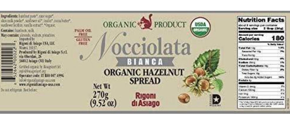 Rigoni Di Asiago Nocciolata Hazelnut Spread, Cocoa and Milk, 9.52 Ounce Jar