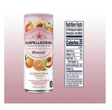 Load image into Gallery viewer, San Pellegrino Clementine &amp; Peach Sparkling Water 6/Pack Cans.
